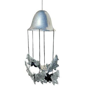 Silver Cardinal Wind Chimes with Loop for Hanging 6 Cardinals 16" Long